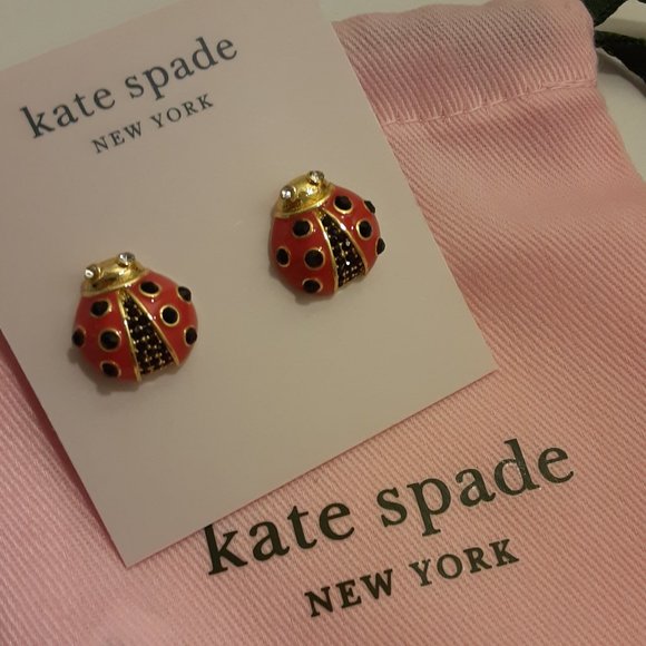 kate spade Jewelry - kate spade ladybug earrings, dust cover NEW